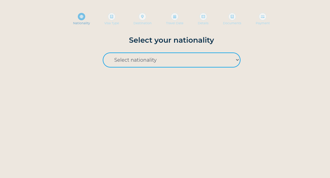 Nationality selection interface